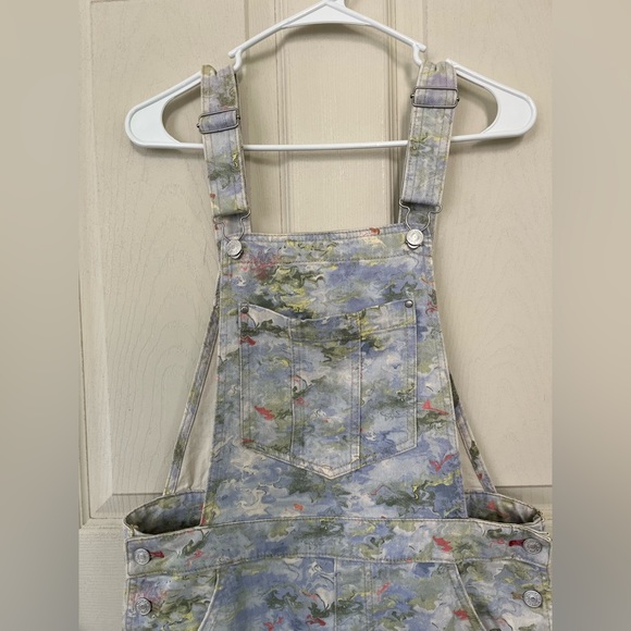 Pilcro x Anthropologie pastel floral pattern denim overalls short size 30 - Picture 4 of 11